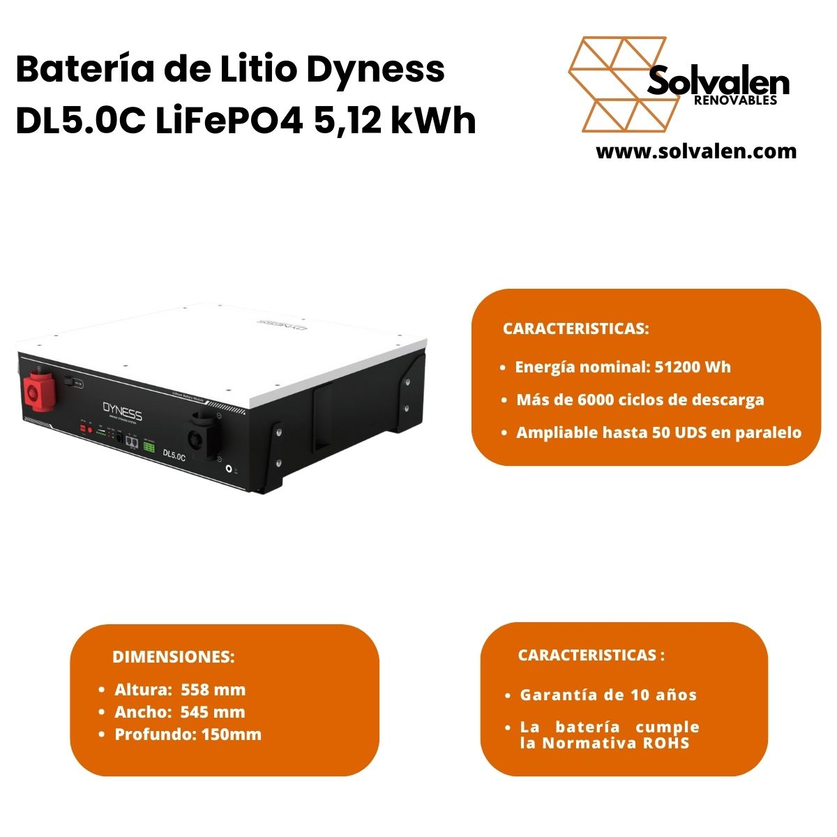 Batería de Litio Dyness DL5.0C LiFePO4 5,12 kWh