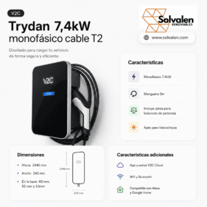V2C Trydan monofásico 7,4KW T2 5M