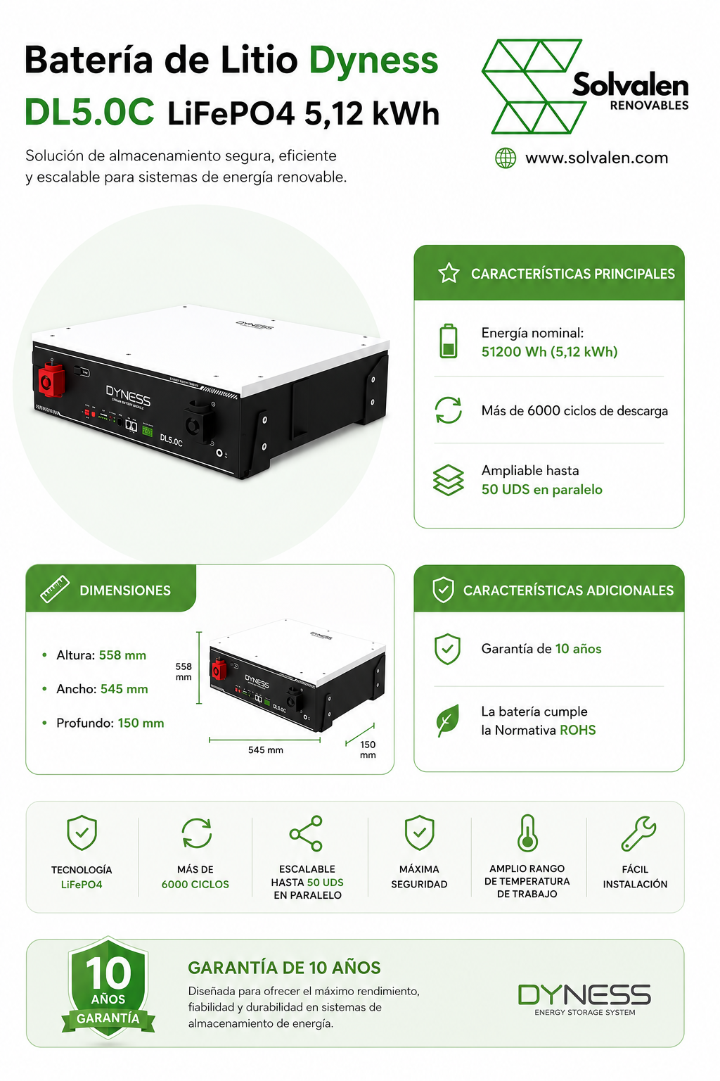 Batería de Litio Dyness DL5.0C LiFePO4 5,12 kWh