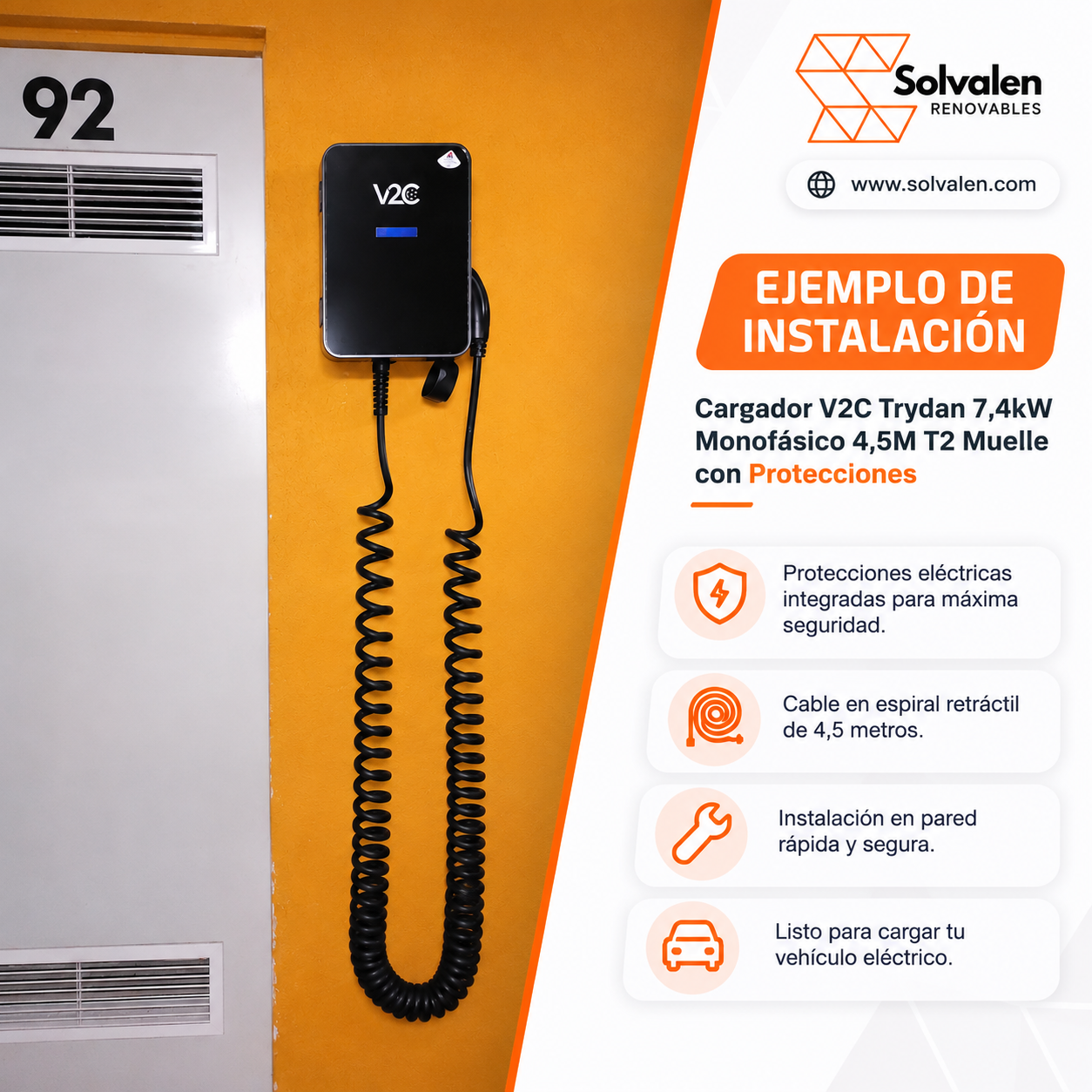 Ejemplo instalación Trydan con manguera en espiral con protecciones Ejemplo instalación Trydan con manguera en espiral con protecciones